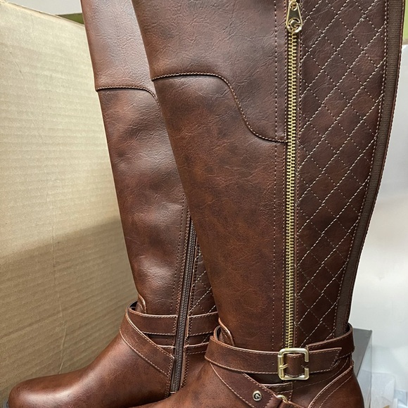 G by Guess Women's Shoes Haydin Leather Almond Toe Knee High Fashion Boots Brown - Picture 15 of 16